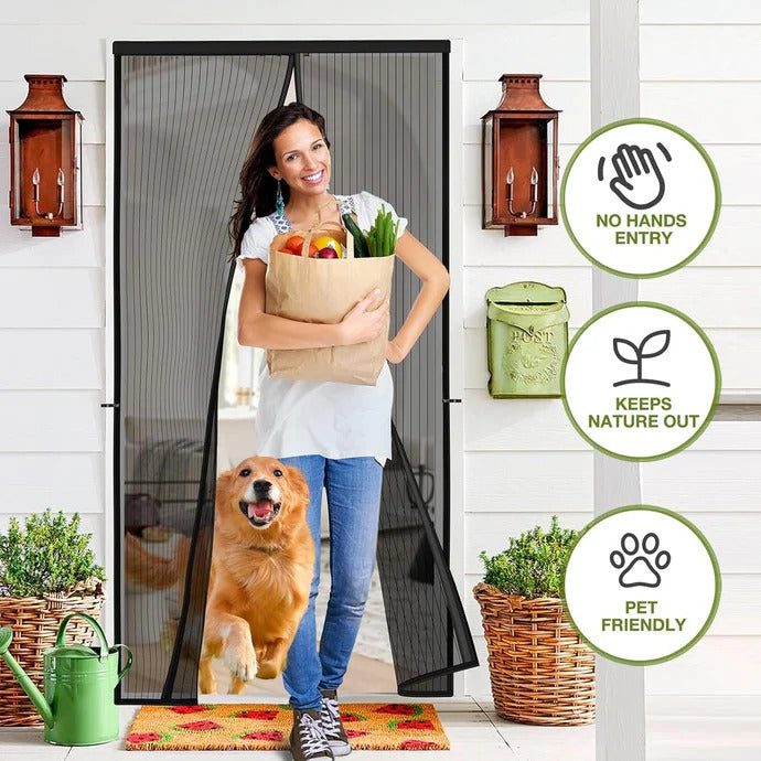 (Free Deliverey) Mosquito Door Net Mesh Screen – Magnetic Hands Free Closer